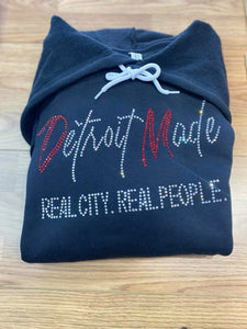 Black with Red & Silver Bling Pullover Hoodie
