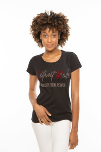 Black Women's Fitted Bling Tee Shirt (Crew Neck & V-Neck)