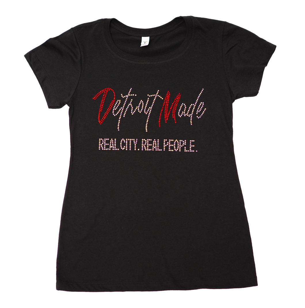 Black Women's Fitted Bling Tee Shirt (Crew Neck & V-Neck)
