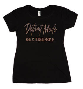 Black Women's Fitted Bling Tee Shirt (Crew Neck & V-Neck)